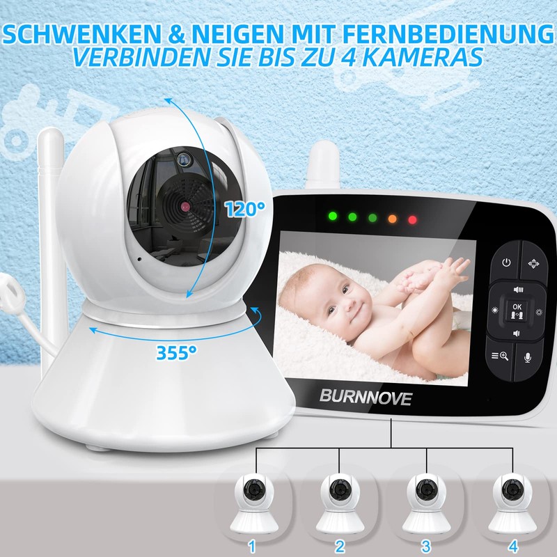 BURNNOVE Baby Monitor with Camera 3.5 Inch Video Baby Monitor