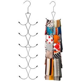 Uinicor Scarf Hanger 2 Pack 24 Storages,Purse Hanger with 360 Swivel Hook,Scarf Organizer Scarf Hangers for Closet,for Scarves, Shawl,Belt,Purse & Baseball Cap