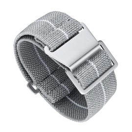 BINLUN Elastic Fabric Nylon Watch Band Waterproof Military Replacement Watch Strap Hook-and-Loop for Men Women Silver & Black Buckle 18/20/22mm
