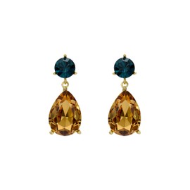 Ted Baker London Teaire Crystal Teardrop Earrings for Women (Gold/Dark Blue and Topaz Crystal)