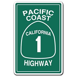 Pacific Coast Highway California 1 Sign Road Freeway cali Street | Indoor/Outdoor | 14" Tall Plastic Sign
