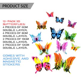 TYXHXTF 9 Sheets Window Stickers, Spring Summer Window Stickers, Spring Window Clings, Home Decorations, Window Decals, Window Decorations, with 3D Dimensional Simulated Butterfly