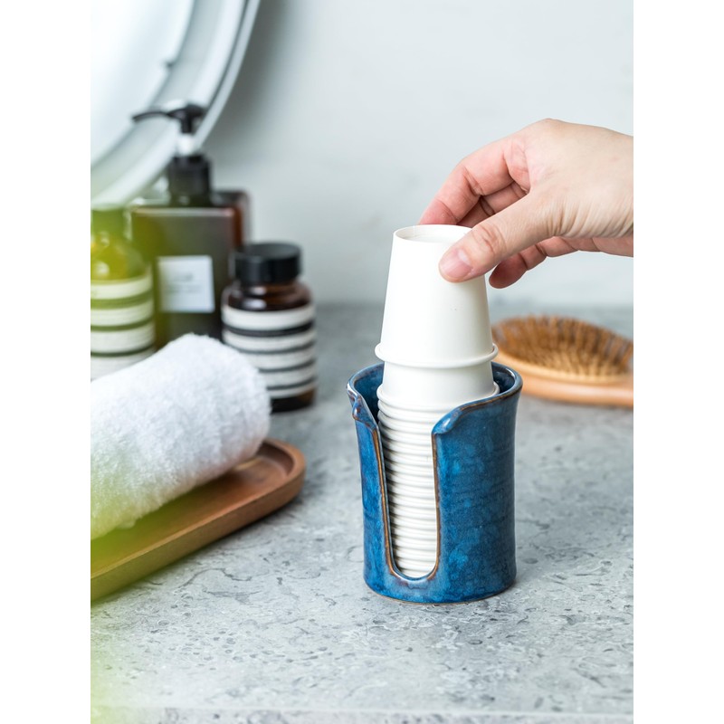 YHOJOY Bathroom Cup Holder, Ceramic Bathroom Cup Dispenser 3 Oz,