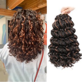 Ocean Wave Crochet Hair 12 Inch 8 packs Deep Wave Crochet Hair Synthetic Curly Crochet Braiding Hair For Black Women (12 Inch, 8 packs, P4/30)
