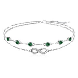 Cosie Lily Infinity Bracelet Women's Birthstone 925 Sterling Silver Bracelet Infinity Sign Double Layer Heart Bracelet Women's Jewellery 925 Silver Birthday Gift for Women Girlfriend Mum, Sterling