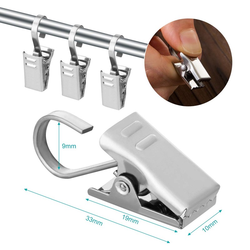 LIHAO 24 Pcs Stainless Steel Strong Curtain Clips Curtain Hooks