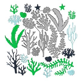 Ocean Seaweed Coral Cutting Dies,Sea Starfish Conch Die Cuts Metal Embossing Stencils Template Mould for Card Scrapbooking and DIY Craft Album Paper Card Decor