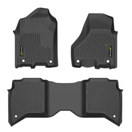 Floor Mats Cargo Liners 3PCS, Compatible with Dodge Ram 2500 3500 Crew Cab 2019-2024 with 1st Row Bucket or Bench Seats 1st & 2nd Row, All Weather Full Cover Protection TPE Car Floor Liners