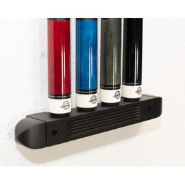 Winsport Billiard Cue Wall Mount 2 Pieces for 4 Cues Billiard Cue Holder Made of High-Quality Rubberwood/Wood Black