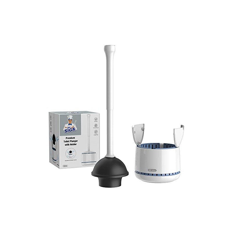 MR.SIGA Desatascador para Inodoro con Soporte, Resistente para Baño, Blanco