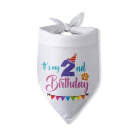 It's My 2nd Birthday Dog Bandanas Puppy 2nd Birthday Party Accessories Two Years Old Birthday Gifts Dog Triangle Scarf Happy 2nd Birthday Party Decorations for Dog
