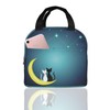 Lunch Bag, Cold Insulated, Cat Pattern, Starry Sky, Moon, Moon,