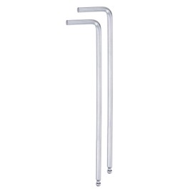 QUARKZMAN 2 Pieces Ball Head Allen Key 4mm L Shape Extra Long Arm Chrome Vanadium Steel Hex Key Repair Tool for Home Repairs, Silver