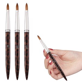 Acrylic Nail Brush,3Pcs Handle Acrylic Brushes for Flawless,Nail Art Professional Size 8/12/14 Nail Brushes for Acrylic Powder, Acrylic Nail Extension & Manicure Design