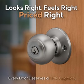 Copper Creek Colonial Entry Door Knob – Keyed Entry Handle with Lock and Key, ANSI Grade-3 Certified, DIY-Friendly Install for Interior and Exterior Entrance Doors – Satin Stainless (1 Pack)