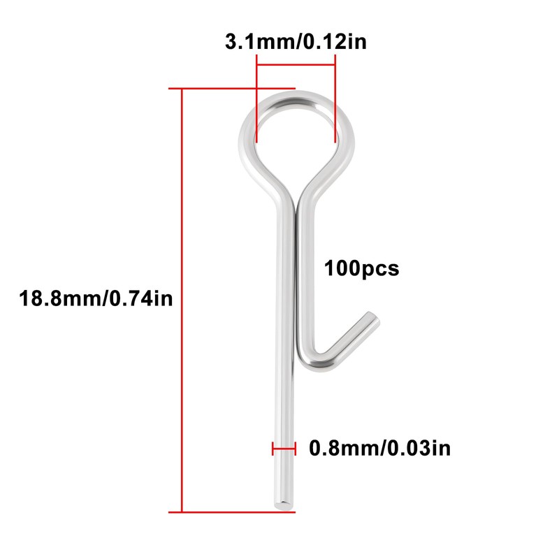 YINETTECH 100pcs 18.8mm Fishing Stinger Spikes Connecting Pins Needle for