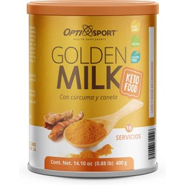 Golden Milk Polvo de Leche Dorada + Cúrcuma + Canela + MCT + Vitaminas: A, C, D, B1, B2, B3 y B6 Lata de Golden Milk con 400g Suplemento