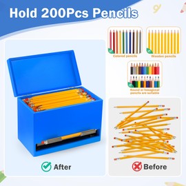 YEGEER Pencil Dispenser for Classroom, Wooden Pencil Holder for, Classroom Teacher Must Have, Pencils Straws Organization & Storage for Classroom Office Kitchen Restaurant