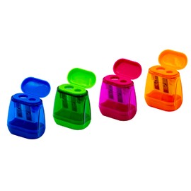 TSI 45024 Double Pencil Sharpener Boxes Can be Closed on Both Sides in Pink, Green, Blue and Orange, Item No. 45024