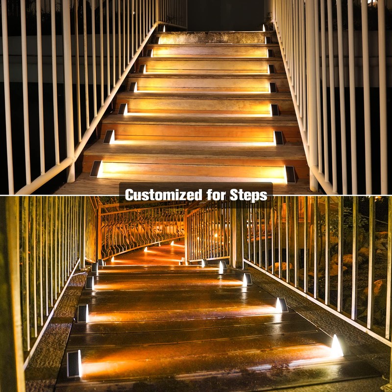 VOLISUN Outdoor Stair Lights 12 Pack, Solar Step Lights Waterproof