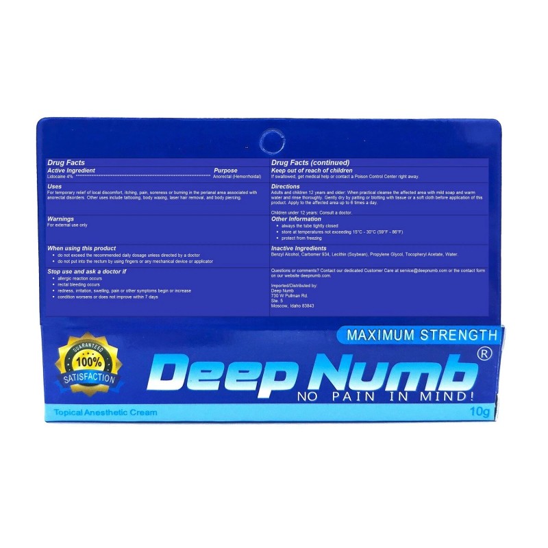 DEEPNUMB 10g Skin Numb Cream Laser Tattooing Waxing Piercing