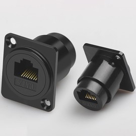 tunghey D-Type RJ45 Coupler, Shielded RJ45 Panel Mount Connector, CAT6/CAT5E/CAT5 Female to Female LAN Network Bulkhead Pass Through Socket (2Pack)