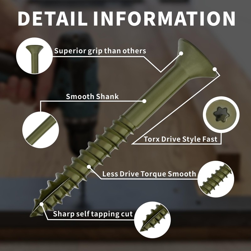 Deck Screws #9X1-1/2 Inch Exterior Torx Wood Screws T25 Star