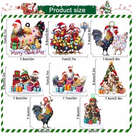 Christmas Tree Ornaments 2024, Acrylic Chicken Christmas Ornaments Pendant, Christmas Decorations Indoor Outdoor Hanging Ornaments Holiday Wedding Party Decor Xmas Gift for Kids