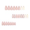 24Pcs Gold Foil Heart Acrylic Fake Nail Valentines Press on
