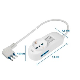 Poly Pool PP2500XL Multiple Socket P40 Pluristandard, Large 16 A, 1.5 m Cable and Switch, White, 3500 W
