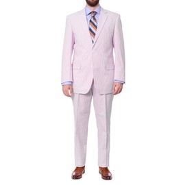 Emigre 38R Men's 100% Cotton Pink Striped Seersucker Suit