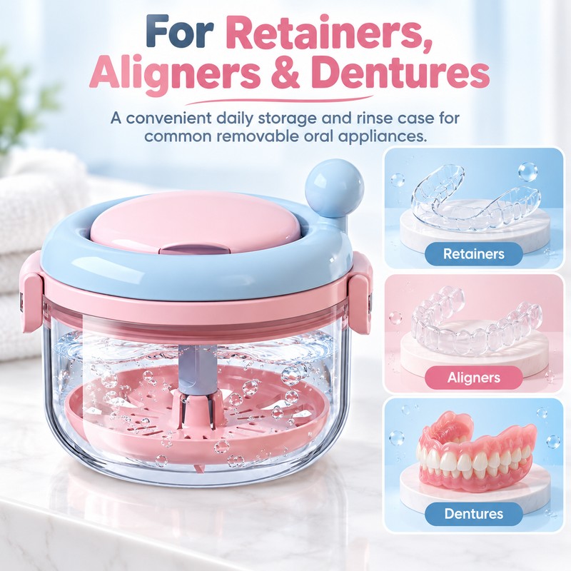 Rotating Retainer Case for Oral Appliance Storage – Drainable Ventilated