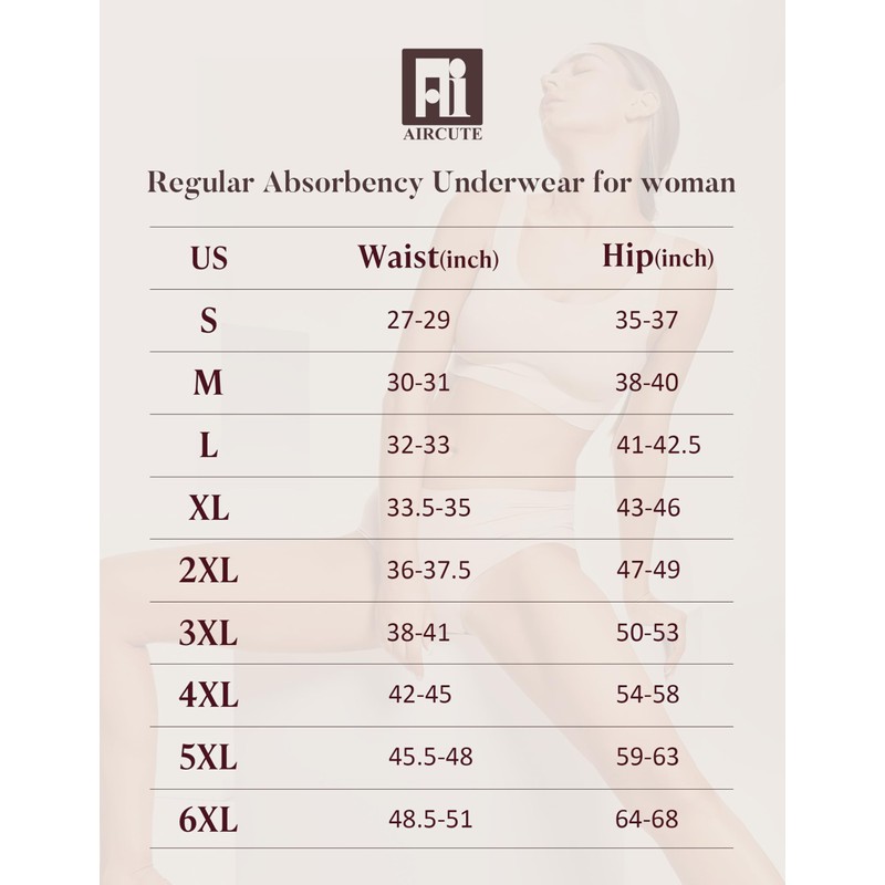 AIRCUTE Washable Absorbency Urinary Incontinence Underwear for Women High Waist