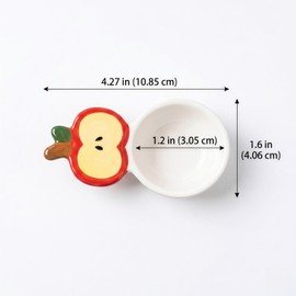 4.3 Inch Cute Dipping Bowls - Novelty Sauce Bowls, Apple Kitchen Decor - Ceramic