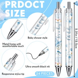 Chuangdi 24 Pcs Baby Shower Ballpoint Pens Favors Bulk Retractable Ballpoint Pen Black Ink with Baby Shower Gifts for Guests School Supply(Boy)