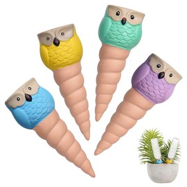 KBCSUN Self Watering Spikes Owls, 4pcs Terracotta Watering Stakes, Self Watering Planter Insert Water Bulbs, Cute Animal Plant Accessories Indoor & Outdoor Plant Gifts Home Decor Plants Accessories