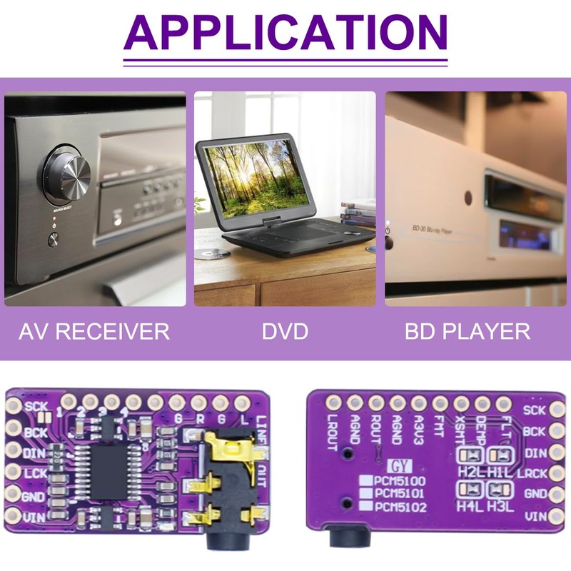 DAOKAI PCM5102 Module,I2S IIS Lossless Digital Audio DAC Decoder Module