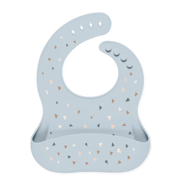 Simple Modern Silicone Bib for Babies, Toddlers | Lightweight and Durable Baby Bibs for Eating with Food Catcher Pocket | Soft Silicone with Adjustable Fit | Bennett Collection | Gray Triangles
