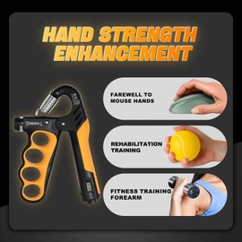 Hand Grip Strengthener, Forearm Strengthener, 11-220 Lbs Adjustable Grip Strength Trainer with Digital Counter, Home Gym Equipment Forearm Trainer for Muscle Building and Injury Recovery,Orange