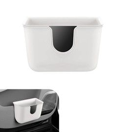 Arwrilt 1 PC Car Trash Can Storage Box, 7.1" x 3.9" x 4.8" ABS Sundries Organizer, Multifunctional Double-Layer Car Seat Back Hanging Storager, Universal Separable Trash Can for Most Cars (White)