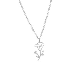 KKJOY Birth Month Flower Necklace Stainless Steel 12 Month Birthday Flower Pendant Necklace Best Friend Necklace Jewellery Gifts for Women