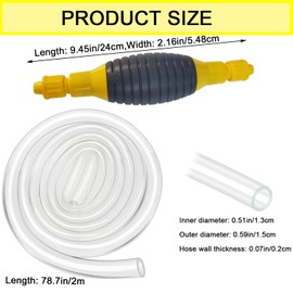 Bomba de sifón,Bomba Manual Pro Fuel para Gas, Aceite, diésel y Agua, Manguera de sifón de Gasolina, Bomba de sifón de Transferencia de Combustible de Agua de Aceite de Gas,bomba (válvula de flujo，2M)