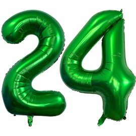 Number 24 Dark Green Balloons 40 Inch Giant Green 24 or 42 Numer Foil Helium Balloons for 24th Dark Green Birthday Party Supplies 42th Anniversary Events Decorations