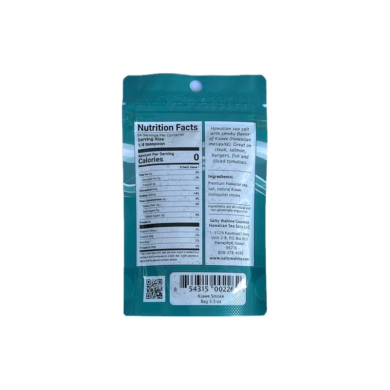 Salty Wahine Gourmet Hawaiian Sea Salts, Kiawe Smoke, Packet