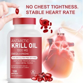 Antarctic Krill Oil 1000mg with Omega-3s EPA  DHA and Astaxanthin