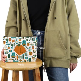 PYOUL Camping Lover Gift Wild Camping Essentials Makeup Bag Camper Cosmetic Bag Adventure Merch (Camping Essentials Bag)