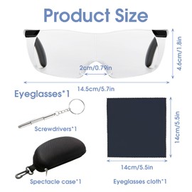 Lupenbrille, 300% Vergrößerungsbrille, Lese Lupenbrille, Anti-Blaulicht, Lesehilfe für Senioren, Geschenk für Senioren und Brillenträger, Leselupe für Nähen, Reparatur und Mehr