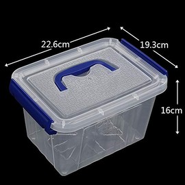 Farmoon Farmoon Small Clear Storage Box, Plastic Boxes with Lid and Blue Handle, Pack of 6