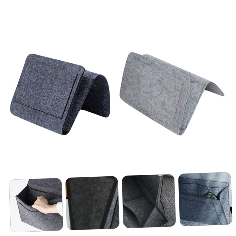 CAXUSD 2pcs Felt Bedside Pocket Organizer for Sofa and Bed