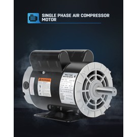 Air Compressor Electric Motor, 5 HP 3450 RPM, 230V Single Phase, 56HZ Frame 7/8" Keyed Shaft 60 Hz, Commercial-Duty CCW Rotation, 2.25 Shaft Length for Air Compressors